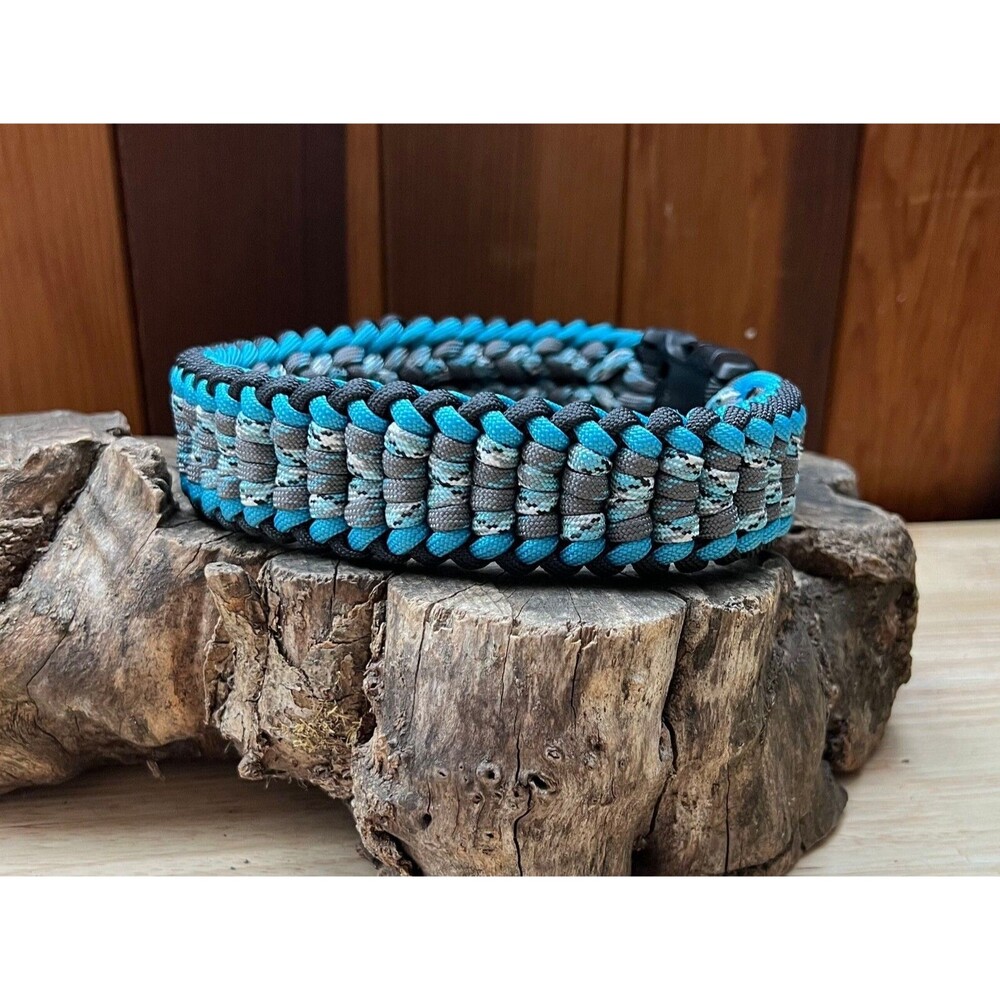 Fits 15 in. Neck Size, Extra Wide Quick Release Paracord Dog Collar HANDMADE NEW